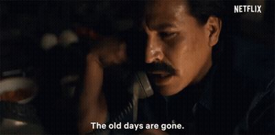 Mustached Man Phones The Old Days Are Gone GIF