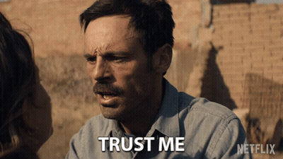 Mustached Man Saying Trust Me To Woman GIF