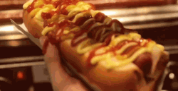Mustard And Ketchup In Hot Dog