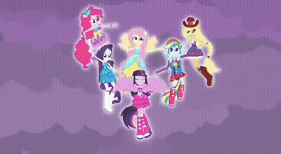 My Little Pony Girls Standing In Circle Holding Hands GIF