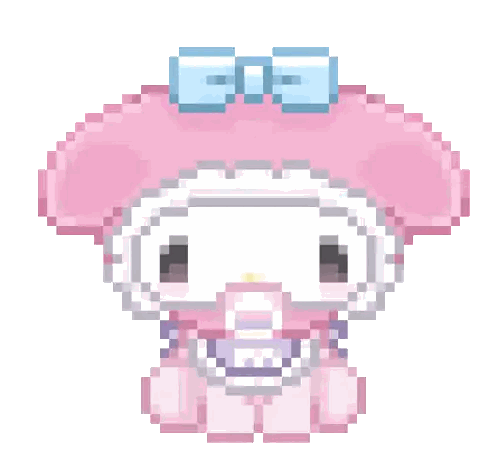My Melody Pixel Art With Blue Bow Sticker
