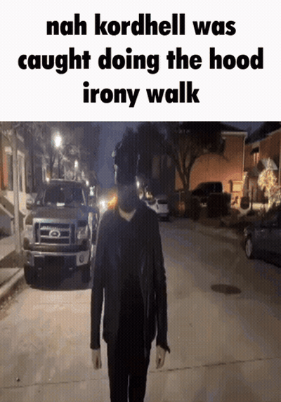 Nah Kordhell Was Caught Doing The Hood Irony Walk With A Picture Of A Man Walking Down A Street GIF
