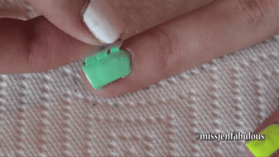 Nails Painted Green And White GIF