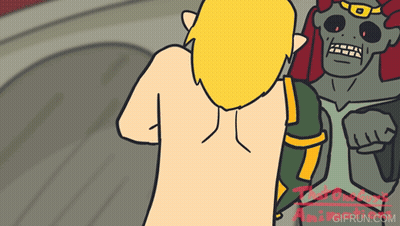 Naked Link Standing Next To Zombie Gifrun GIF