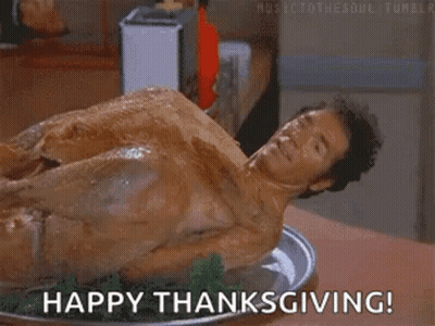 Naked Man Laying On Plate Of Turkey GIF