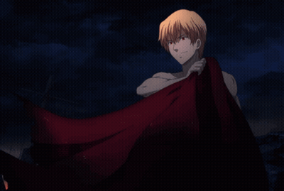 Naked Man Sitting On Rock With Castle Background GIF