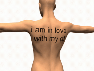 Naked Man With I Am In Love With My GF On Back GIF