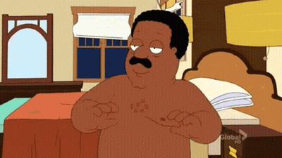 Naked Man With Mustache In Bedroom GIF