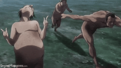 Naked Men Running In Water With Dryedmangoez.com GIF