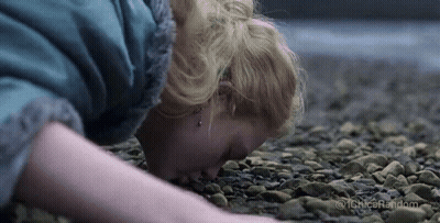 Naked Men Sitting On Bench By Lake GIF
