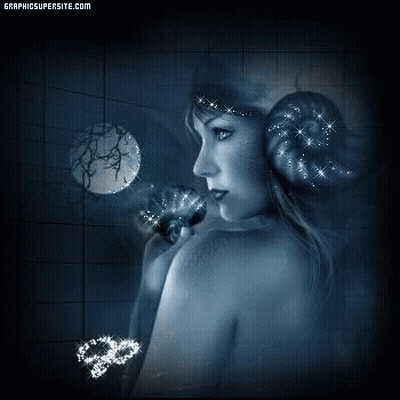 Naked Woman Holding Flower In Front Of Moon GIF