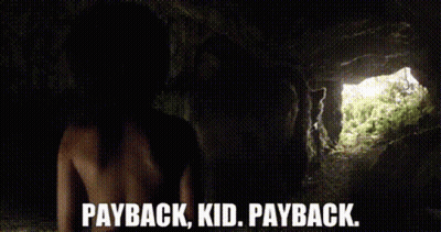 Naked Woman In Dark Room Saying Payback Kid Payback GIF