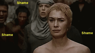 Naked Woman In Front Of Crowd With Shame Shame GIF