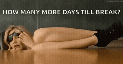 Naked Woman Lying On Floor With How Many More Days Till Break GIF