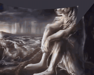 Naked Woman Sitting On A Rock GIF