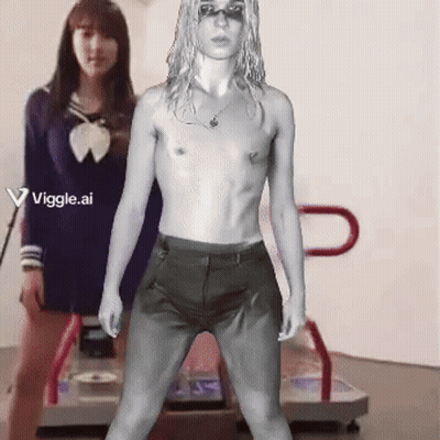 Naked Woman Standing In Front Of Viggle.ai Sign GIF