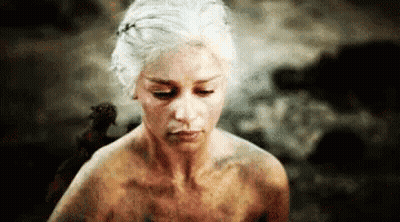 Naked Woman With White Hair And Dragon GIF
