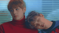 Nam-Joon Leaning On Kim Taehyung GIF