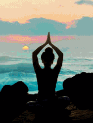 Namaste Woman Silhouette Sunset Sunrise GIF