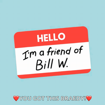 Name Tag Saying Hello I'm A Friend Of Bill W GIF