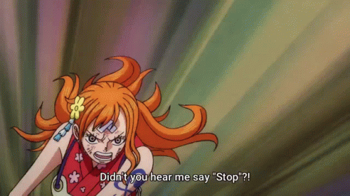 Nami From One Piece Says Didn't You Hear Me Say Stop