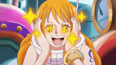 Nami From One Piece Smiling With Glowing Eyes GIF