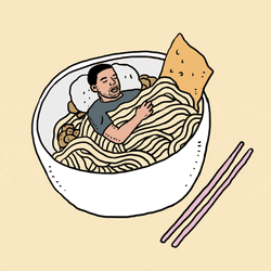 Nap Man In Bowl Of Ramen GIF