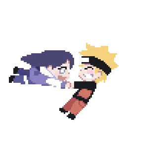 Naruto And Hinata Laying Down Pixel Art Sticker