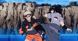 Naruto And Sasuke Fist Fighting GIF