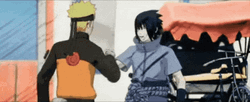 Naruto And Sasuke High Five Twist GIF