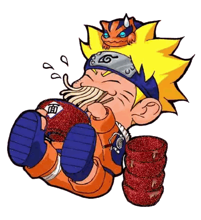 Naruto Eating Noodles With Cat Sticker