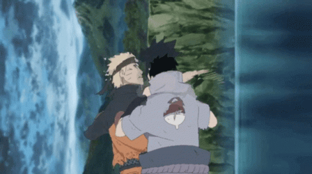 Naruto Fighting Sasuke At Cliff GIF