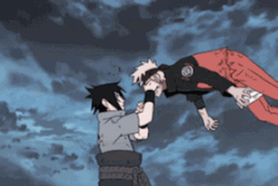 Naruto Fighting Sasuke Gets Kicked GIF