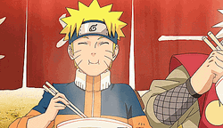 Naruto Happily Eating Ramen With Jiraiya GIF