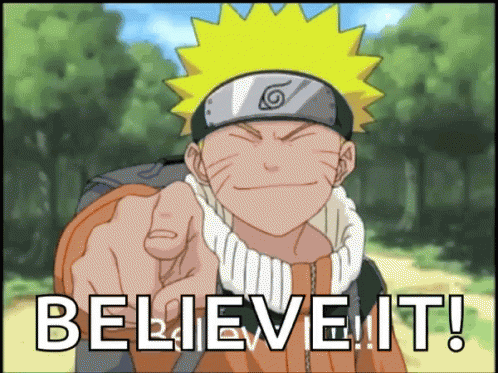 Naruto Pointing With Believe It GIF