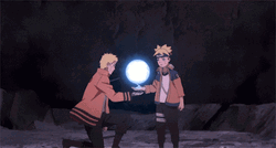 Naruto Raises Rasengan With Boruto GIF