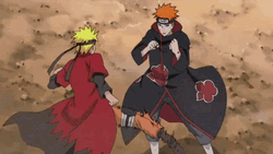 Naruto Sage Mode Kicking Pain GIF