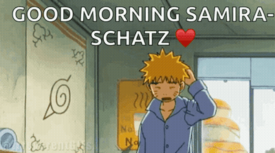 Naruto Scratching Head Saying Good Morning Samira Schatz GIF