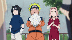 Naruto Trio Holding Flower Anime GIF