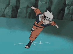 Naruto Versus Sasuke Fighting In The Water GIF
