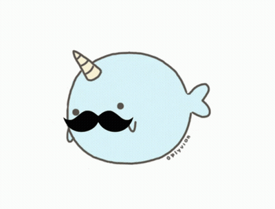 Narwhal With Moustache And Horn GIF