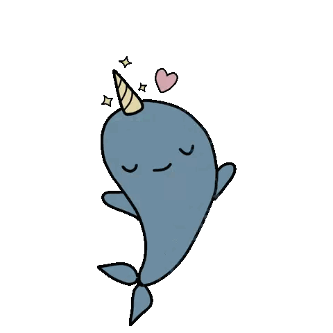 Narwhal With Unicorn Horn And Hearts Sticker