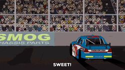 Nascar Crash Blue Car Animation GIF