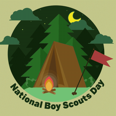 National Boy Scouts Day Tent And Flag Logo GIF