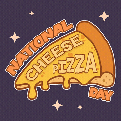 National Cheese Pizza Day Poster With Pizza Slice GIF