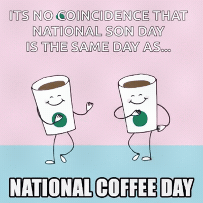 National Coffee Day Poster With Two Dancing Coffee Cups GIF