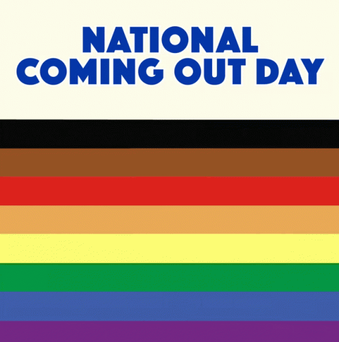 National Coming Out Day Poster With Rainbow Flag GIF