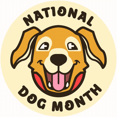 National Dog Month Logo With Smiling Dog GIF