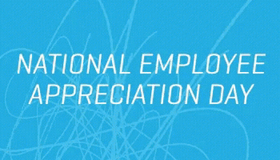 National Employee Appreciation Day On Blue Background GIF