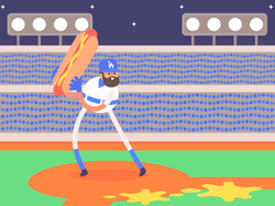 National Hot Dog Day Man With Sandwich Bat GIF